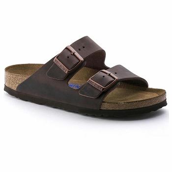 Dámské Arizona Birkenstock Soft Footbed Oiled Læder Hnědé | CZ 74JPQ
